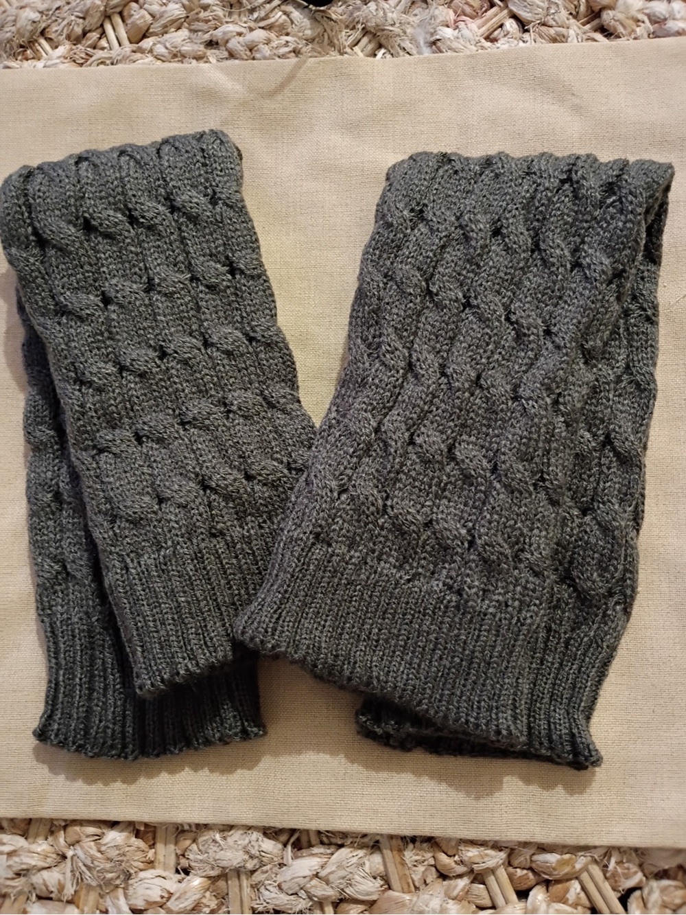 Gray Cable Knit Women's leg/arm Warmers